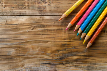 Obraz premium pencils on wooden background