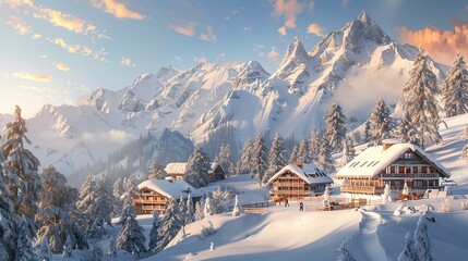 Enjoying a private ski resort in the mountains