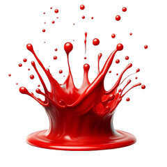 Red liquid splash isolated on transparent background