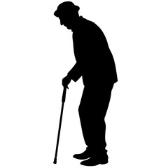 silhouette of a old person walking