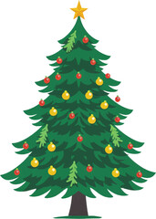 Fototapeta premium Christmas tree isolated on a white background. Vector illustration