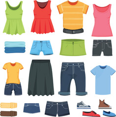 Clothes icons set. Cartoon set of clothes vector icons for web design