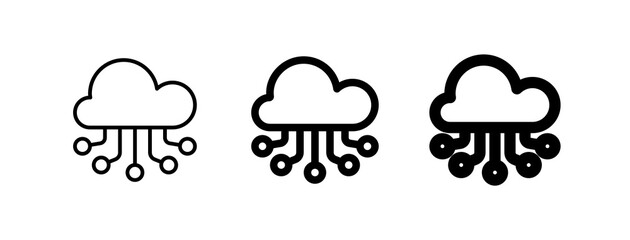 Editable cloud network, computing vector icon. AI technology, artificial intelligence, computer. Part of a big icon set family. Perfect for web and app interfaces, presentations, infographics, etc