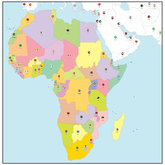 African continent - Highly detailed, editable political map with separate layers. Country flags.