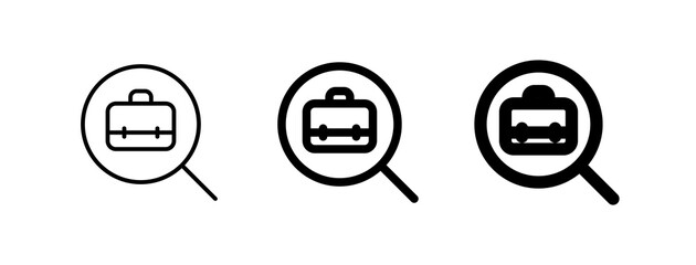 Editable job search, job vacancy, magnifying glass, briefcase vector icon. Business, work, office. Part of a big icon set family. Perfect for web and app interfaces, presentations, infographics, etc