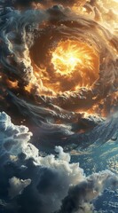 Obraz premium Cosmic Catastrophe: Earth Engulfed in Massive Explosion Generative AI