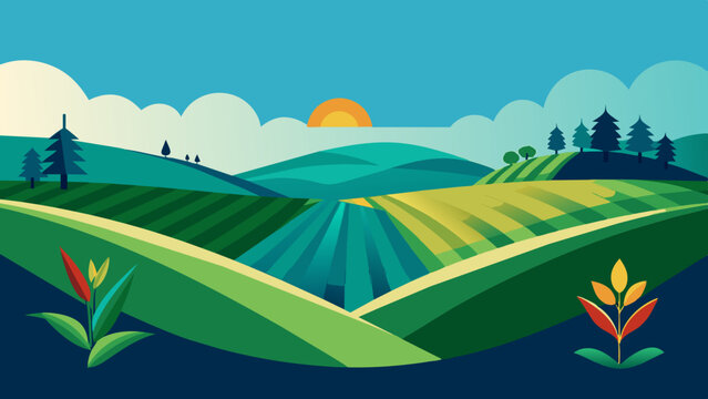 Idyllic Sunrise Over a Peaceful Countryside Landscape