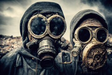 Soldier amidst ruins in a war zone