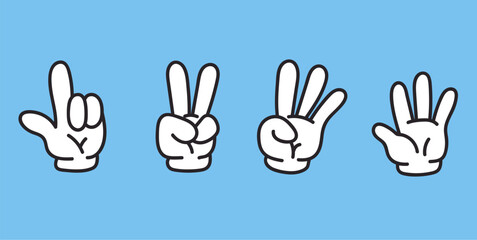 Hand finger number glove count one two three four five isolated set. Vector flat graphic design illustration