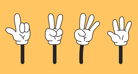 Hand finger number glove count one two three four five isolated set. Vector flat graphic design illustration