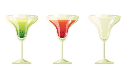 Set of cocktail glass drink alcohol isolated concept. Vector graphic design illustration