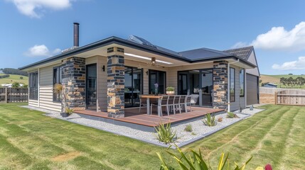 Eco-friendly minimalist home with solar panels for modern and sustainable living