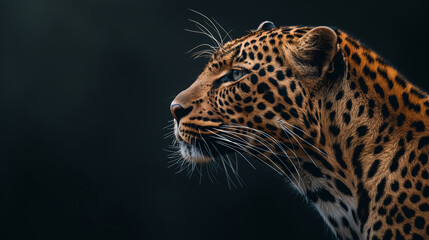 Obraz premium A High Quality Close-up Portrait of a Leopard for Wildlife Photography with Detailed Fur Texture, Ai Generated