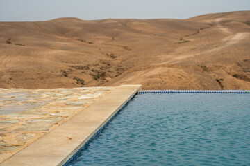 Swimming pool in agafay desert, Morocco