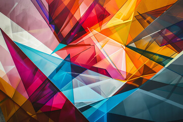 Obraz premium Abstract geometric background with vibrant colors, sharp lines, detailed patterns, high realism, modern design.