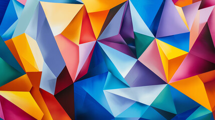 Obraz premium Abstract geometric wallpaper with bold shapes and vivid colors, modern design, high detail, high realism.