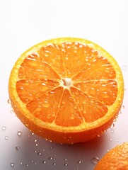 Fresh Orange with Water Droplets on White Background Generative AI