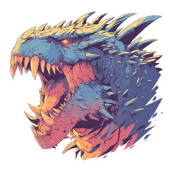 Fototapeta premium illustration of a dragon head with sharp teeth and sharp teeth.