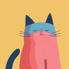 Cute cat sleeping. vector illustration