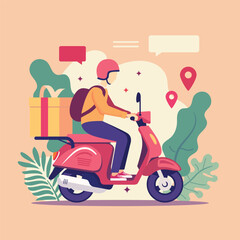 Online delivery service concept. online order scooter delivery. vector illustraion