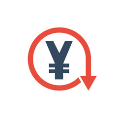 Obraz premium yuan or yen coin with red down arrow, economic fall indicator, stock exchange negative trend, bad fiscal year forecast