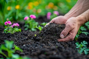 Portrait of a smiling gardener with flowers, representing horticulture, joy, and the beauty of nature