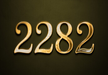 Old gold effect of 2282 number with 3D glossy style Mockup.	