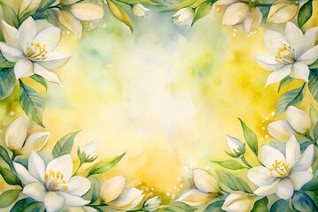Sunny blossom watercolor frame