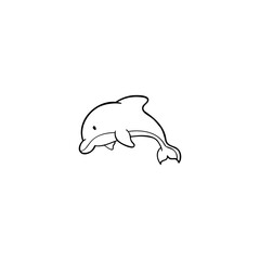 Cute drawing of a dolphin illustration. Suitable for stickers, posters, invitation cards and wildlife infographics