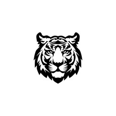 Abstract tiger head, icon logo template design, isolated white background.