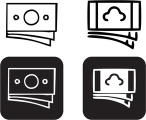 Internet money icons pack in checkerboard background. Internet flat icon symbol for applications.,