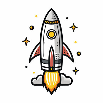 recommend clip art: icon rocket doodle line hand drawing thick line art