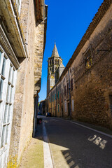 Clocher du Collégiale Saint-Félix à Saint-Félix-Lauragais depuis la Rue Déodat de Séverac