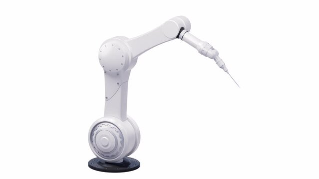 Loop animation of Mechanical arm with alpha channel, 3d rendering.