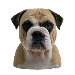 Fototapeta premium Serious English Bulldog Puppy Head Facing Isolated on PNG Cutout Transparent Background