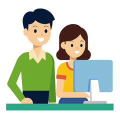 teacher and student university computer