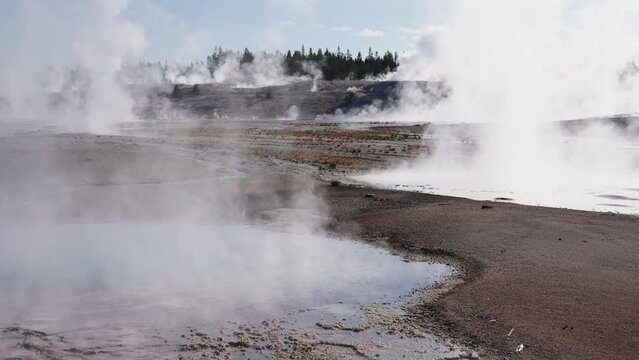 Misty Geysers in Yellowstone National Park, Wyoming - August 27, 2023