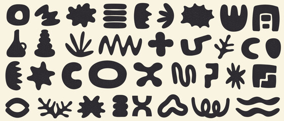 Vector set of hand-drawn geometric shapes. Organic shapes, liquid form. Design elements