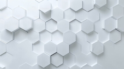 White Hexagonal abstract wall background with light color.