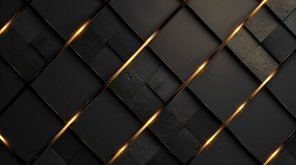Gold black luxury background metal square pattern. black background with square shapes.