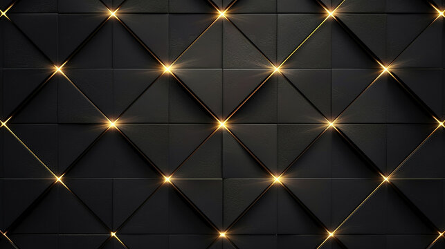 Gold black luxury background metal square pattern. black background with square shapes.