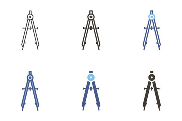 Drawing compass architect and designer measure tool icon. Vector graphic elements