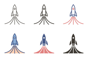 Rocket launch icon. Vector graphic elements for startups, business and marketing strategies, spaceship liftoff