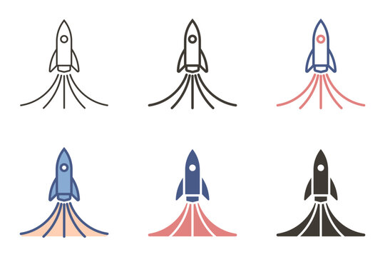 Rocket launch icon. Vector graphic elements for startups, business and marketing strategies, spaceship liftoff