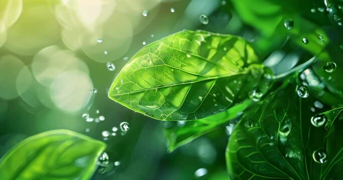This abstract image portrays carbon molecules turning into green leaves, symbolizing the essential conversion of CO2 to oxygen by photosynthesis. Carbon reduction