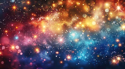 Fototapeta premium Glimmering Festive Lights Abstract Holiday Sparkle with Twinkling Stars