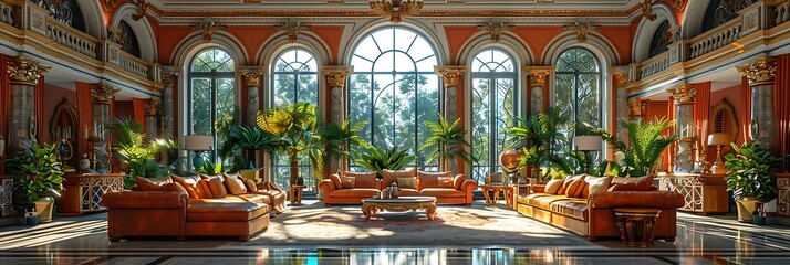 castle-style grand living room with imposing architecture and majestic decor elements creating a luxurious, stately space filled with timeless grandeur and royal charm