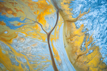 Stunning aerial view of abstract textures at Riotinto, Spain