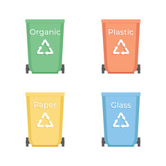 Recycle bin, garbage bin, waste sorting, waste separation bin. Vector illustration for environmental protection, save, care concept.