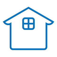 Minimalist home  web icon for UI UX design, house  residence, architecture, real estate, property, blue minimal vector illustration symbol
